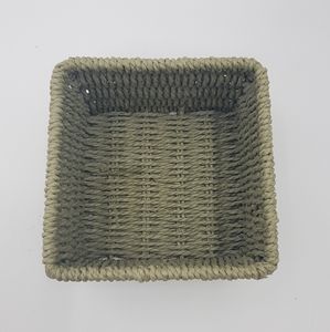 Green Square Boho Rattan Wicker Basket Bin Home Decor